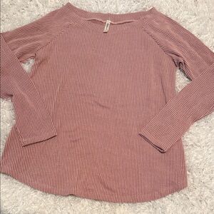 Emerald Dusty Pink Ribbed Long Sleeve Top NWOT